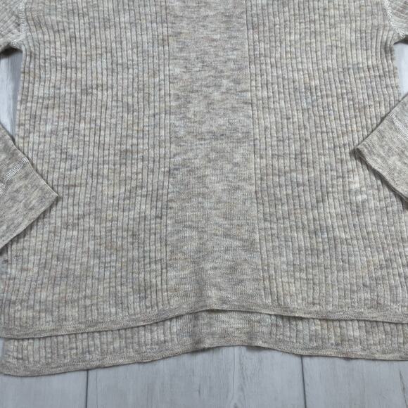 NWT Madewell Women's Medium Ribbed Crewneck Alpaca Sweater Heathered Brown Crew - Picture 3 of 11
